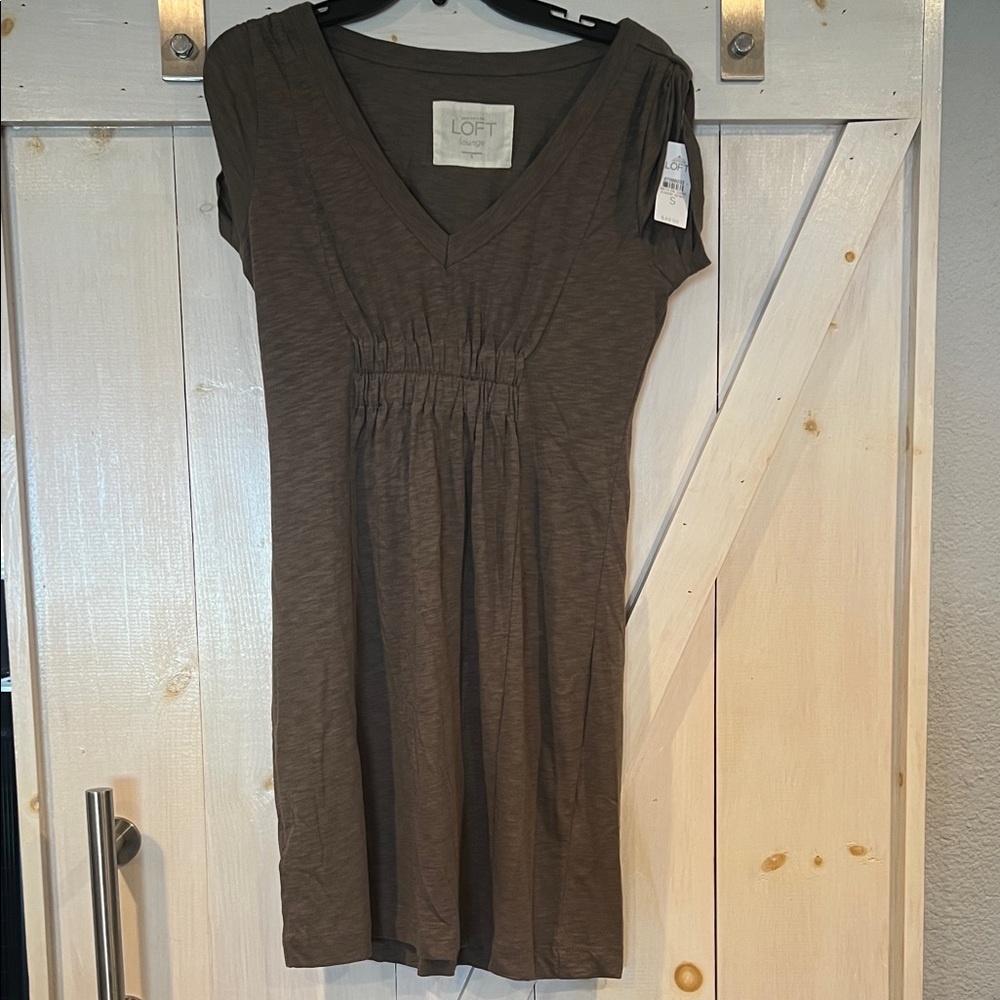 LOFT Dark Brown V-Neck Mini Dress
